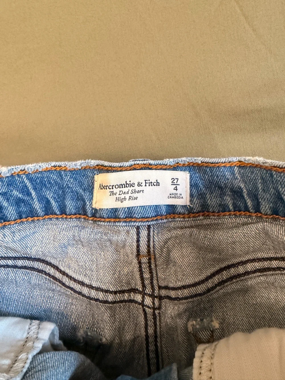 Abercrombie & Fitch Light Blue Raw-Hem High-Rise Denim Shorts